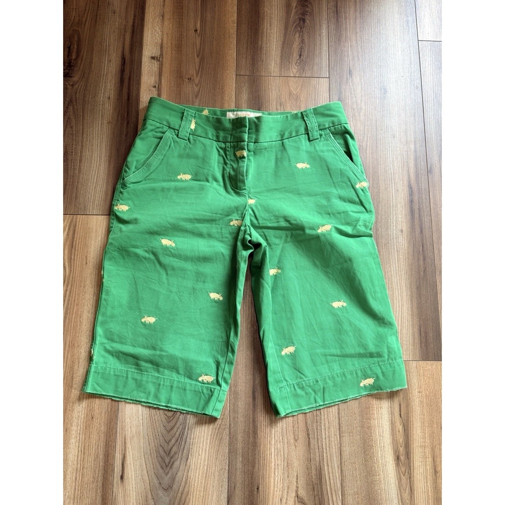 J‎ Crew Classic Twill Chino Weathered Women's 4 City Fit Green Hippos Mid-Rise